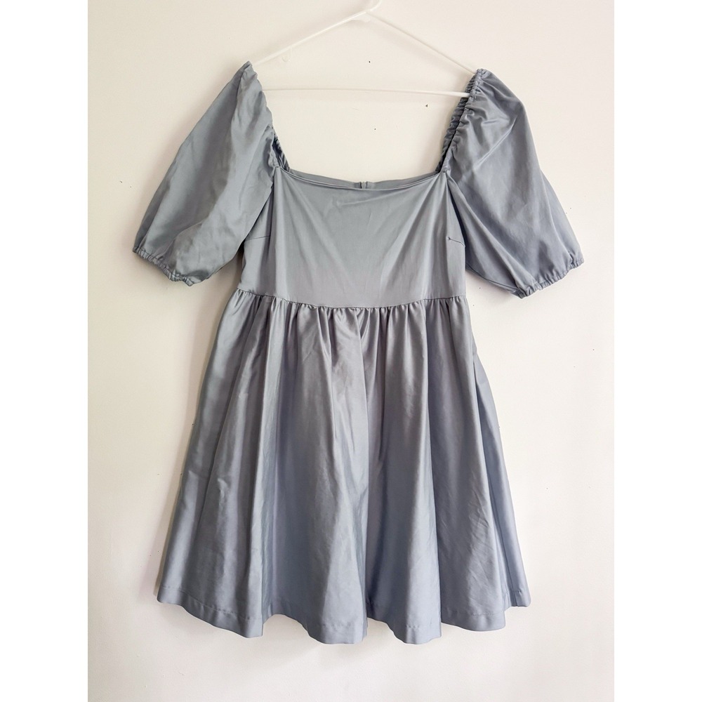 Smash & Tess Sky Blue Shirt Puff Sleeve Baby Doll Dress, Coquette Medium NWT
